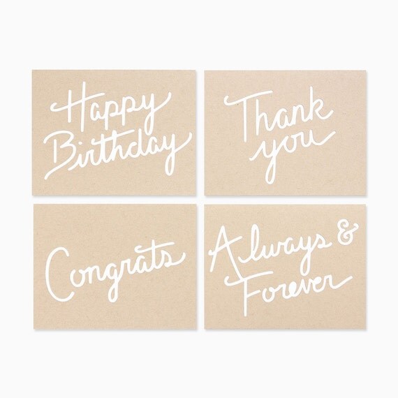 Assorted handlettered cards Assorted greeting card set