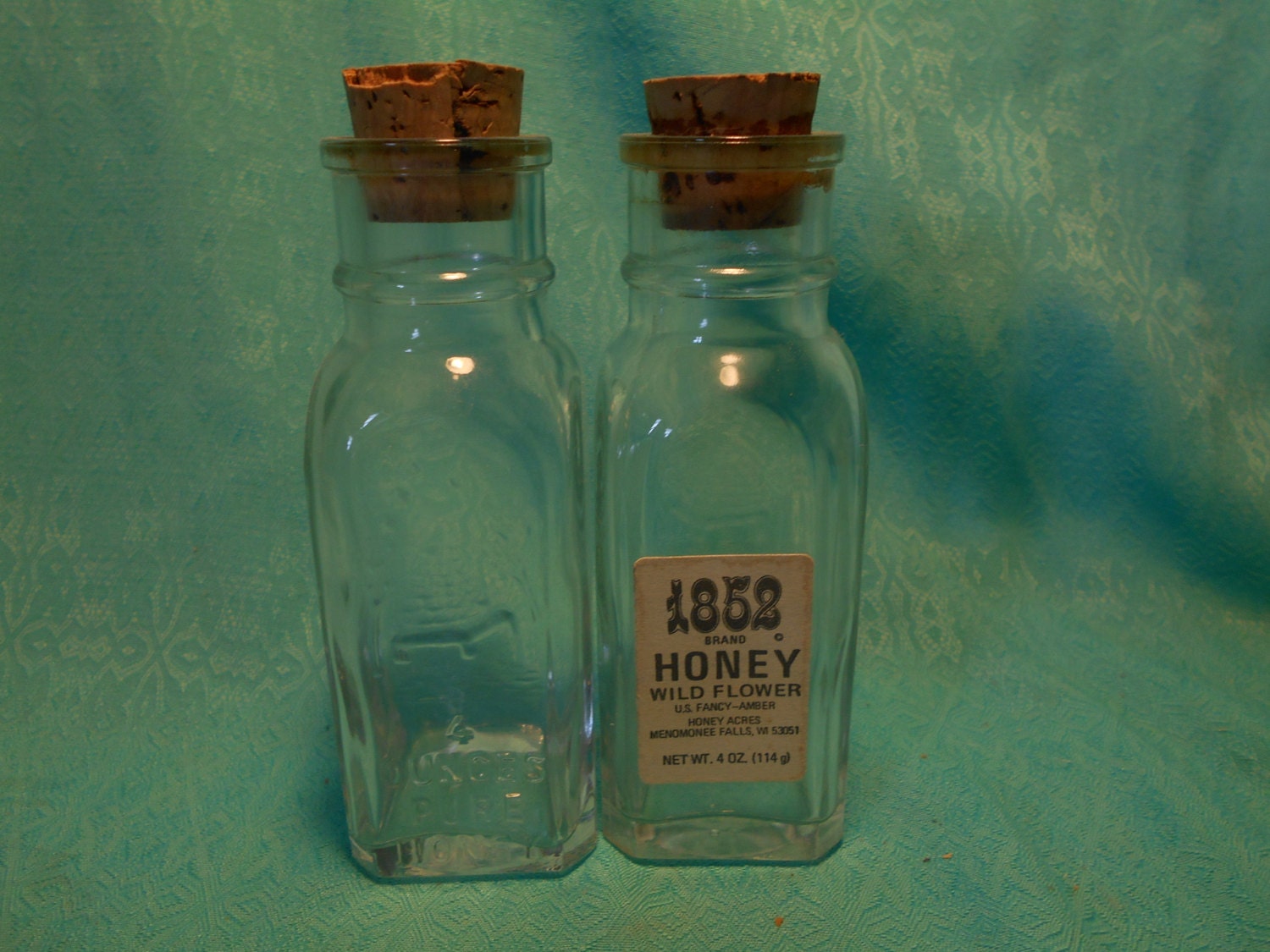 Vintage Honey Jars 4 oz Glass Honey Jars with Cork Stoppers
