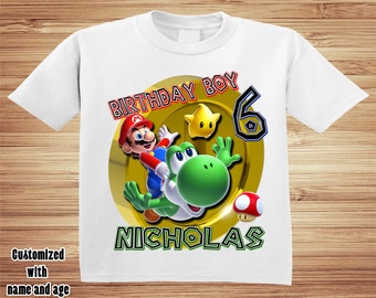 Super Mario Brothers Birthday T Shirt Personalized - nintendo wii video game