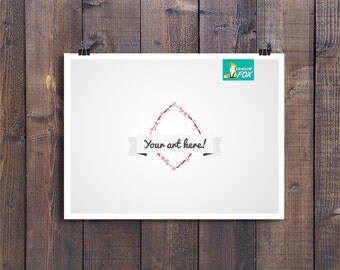 Hanging Poster Mockup Template with Rustic Dark Wood Background - Print Display Template - PNG - Digital Download