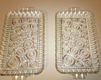 2 vintage 1960's glass serving trays