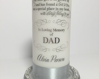 In loving memory of Dad candle - personalized memorial candle - Wedding memorial candle - custom memory candle - Memorial service candle