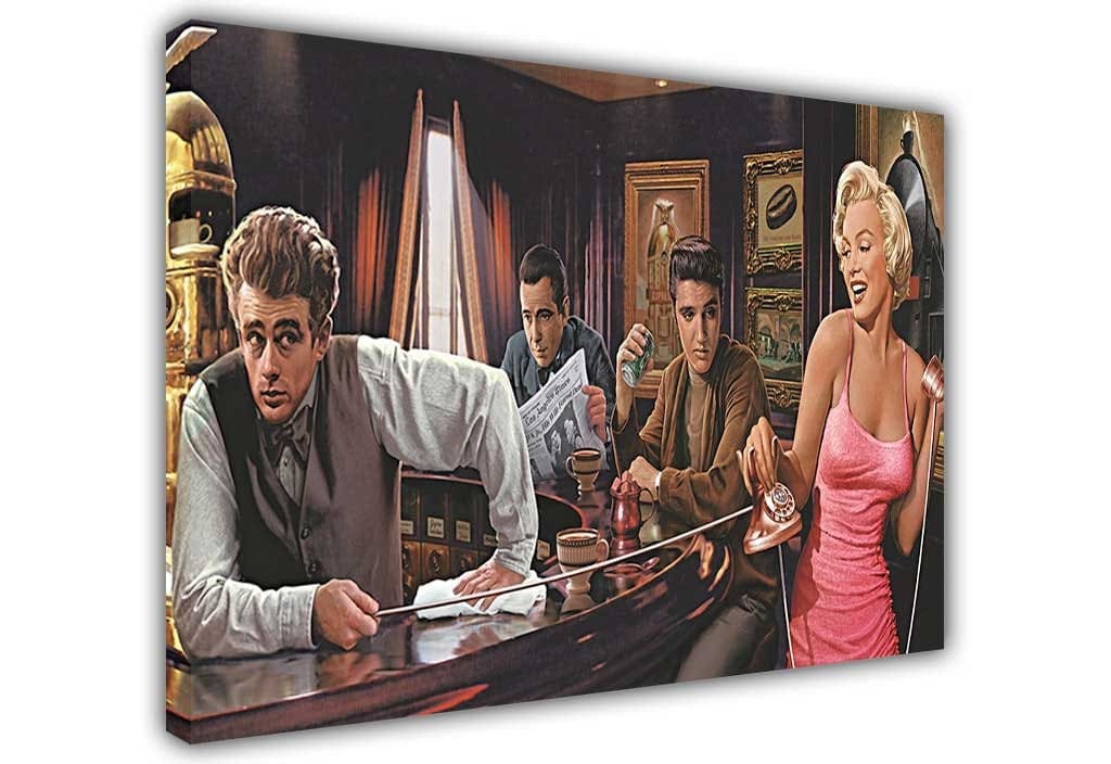 Marilyn Monroe James Dean Elvis Presley at Bar on Framed Marilyn Monroe James Dean Elvis Presley at Bar on Framed
