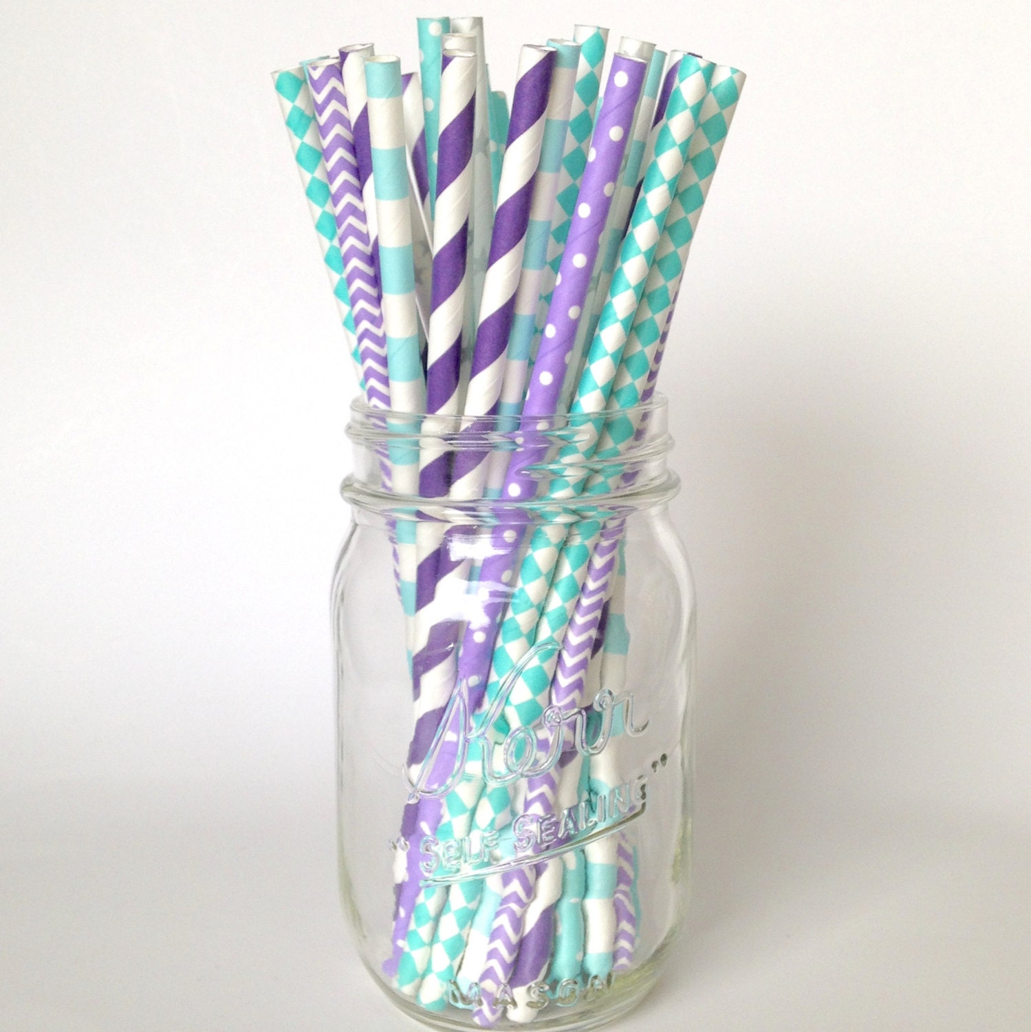 Mermaid Party Straws Purple Lavender Aqua Teal Straws