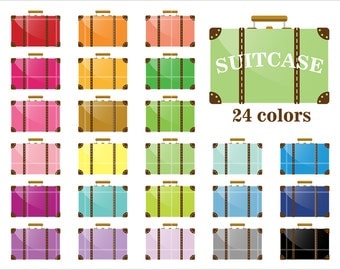 Suitcase Icon, PNG, JPEG, Rainbow Color, Travel Clipart, Printable Digital Paper, Instant download