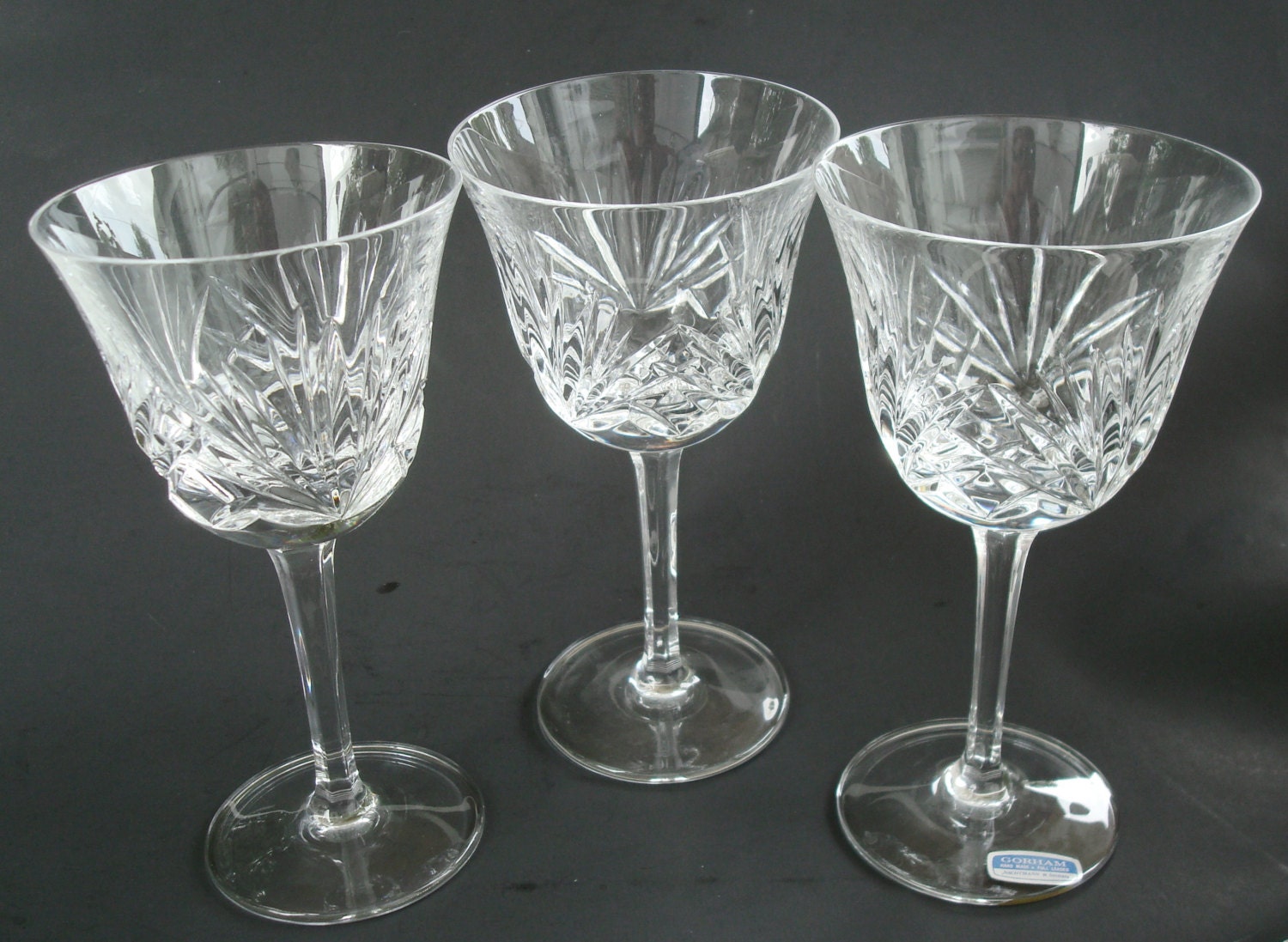 Three Gorham Crystal Cherrywood 6&7/8 Water Goblets