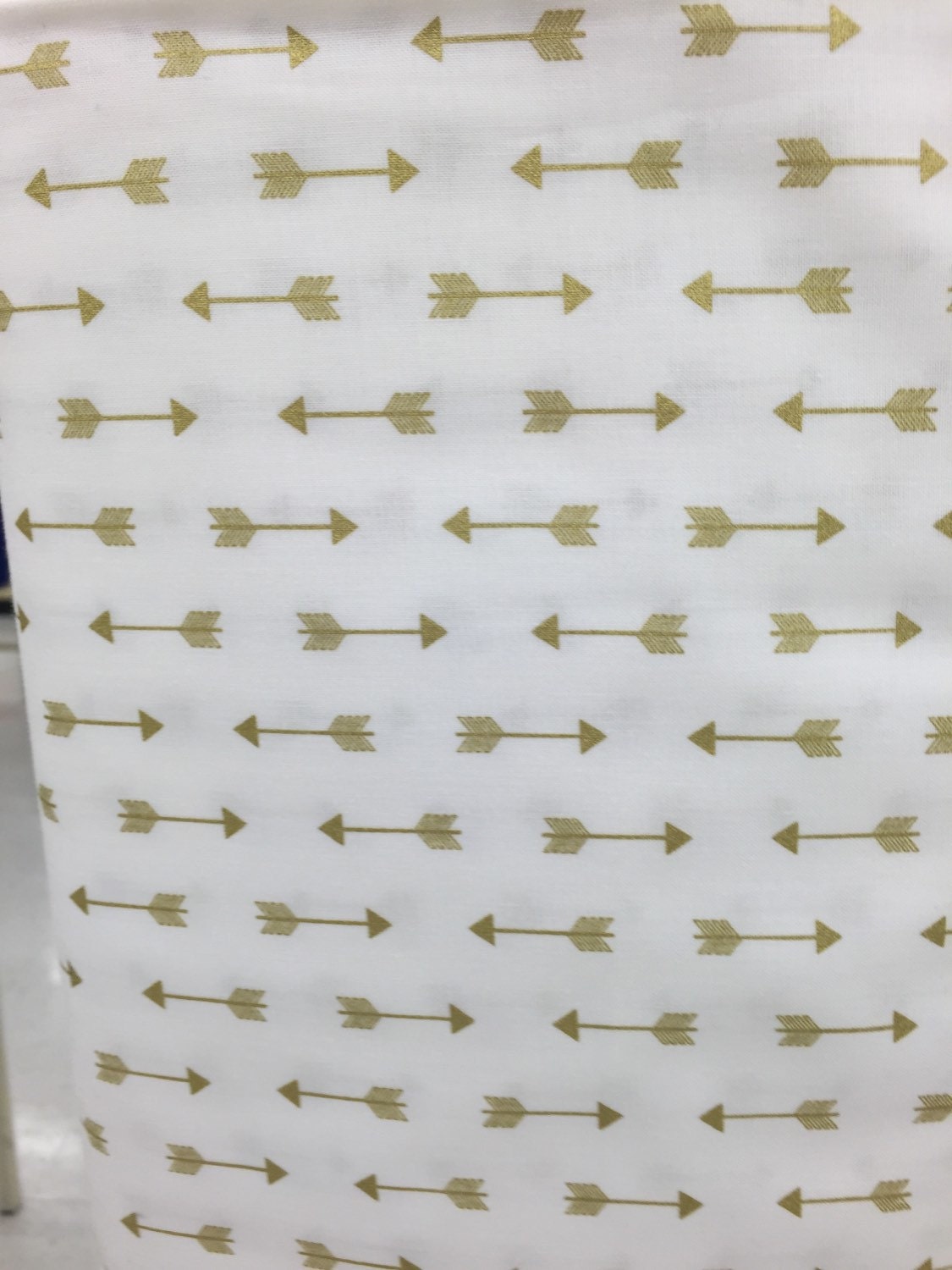 Cotton Changing Pad Cover in Ivory with Gold Metallic Arrows