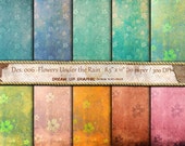 Digital background digital paper Old paper digital Printable backdrop paper textured scrapbook paper texture Des.006 Flowers Under the rain
