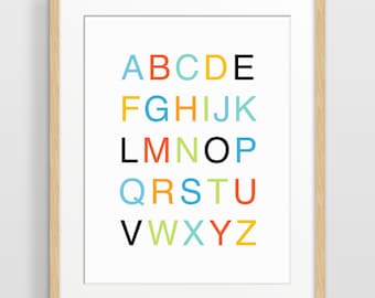 Alphabet Poster, Modern Nursery Decor, Alphabet Art, Nursery Print, Kids Wall Art, Children's Art