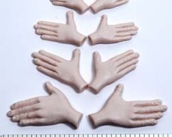 Moldf11h - 5 Small Hands, size 3/4 inch to 1.5 inches long. Designed by Maureen Carlson. Use with 3/4" - 2" face molds and Foot Mold F12F