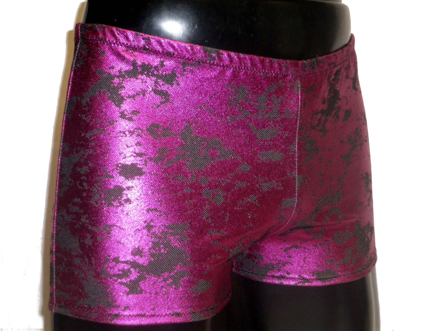 Mooners Mens Spandex Hotpants Booty Shorts Metallic Pink Denim
