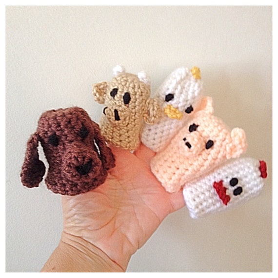 Crochet Finger Puppets ... Set of 5 Farm Animals