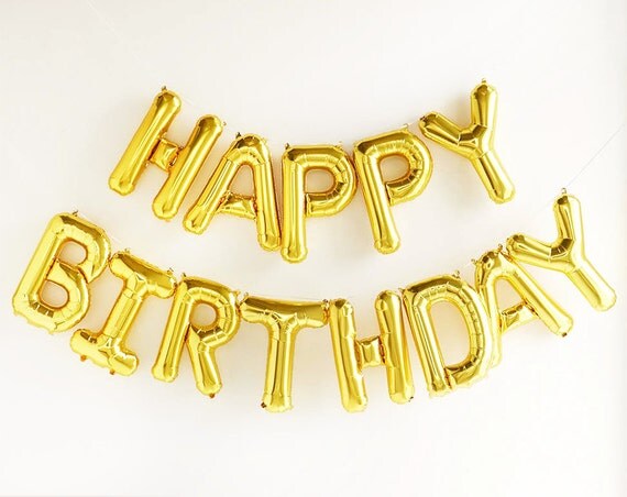  Happy Birthday Gold Letter Balloon Banner Garland 16