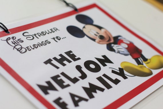 Stroller Tag - Custom, Personalized, Mickey Mouse Disney Vacation Tag for your stroller