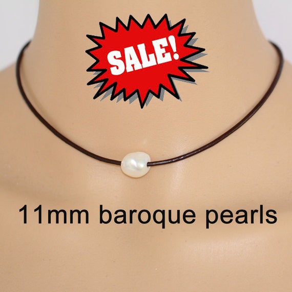 Pearl leather necklace11mm freshwater baroque pearl
