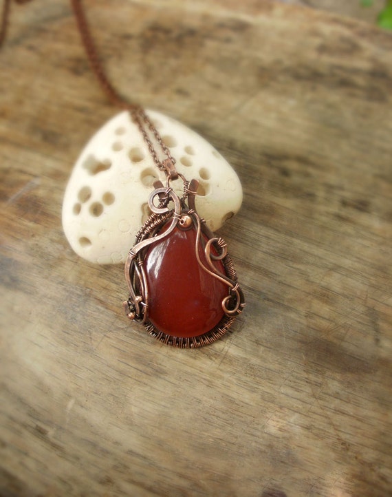 Carnelian Handmade necklace Elegant Gemstone by ChervoniKoraliArt