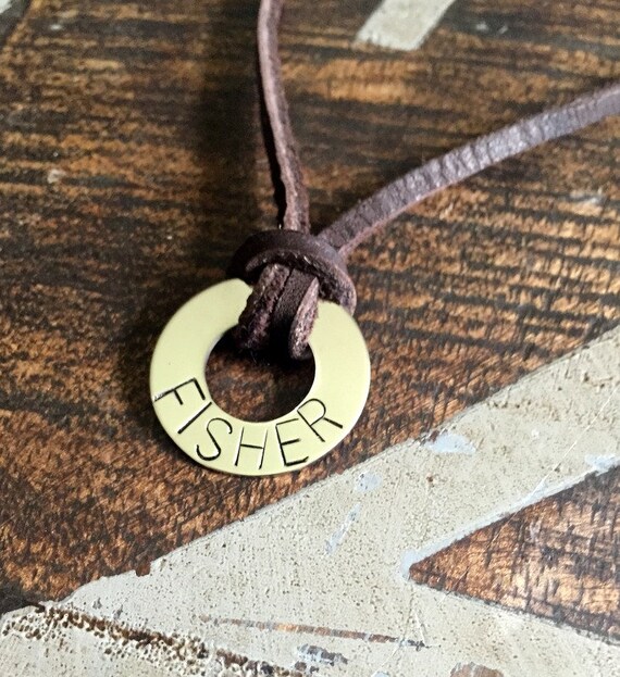 Boys Necklace Washer Necklace Boys Jewelry Leather Necklace