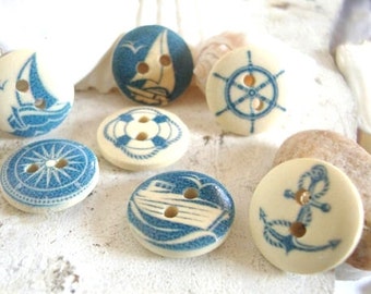 7 Nautical Buttons,beach buttons,ocean sea buttons,craft buttons