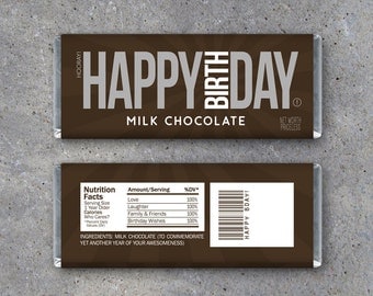 HAPPY BIRTHDAY Candy Bar Wrappers – Printable Instant Download – Happy Birthday Hershey's Candy Bar Wrappers – Use as a gift or gift tag!