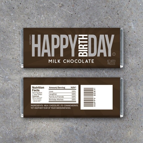 HAPPY BIRTHDAY Candy Bar Wrappers Printable Instant Download