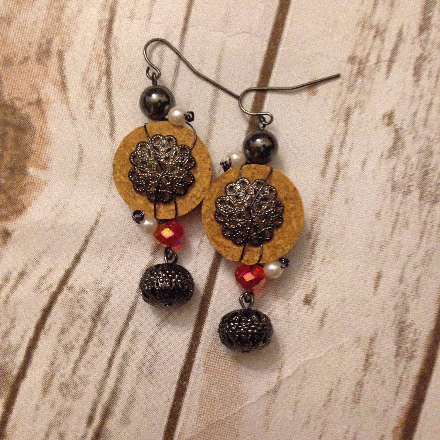Wine Cork Earrings in Black by TrueVineGifts on Etsy