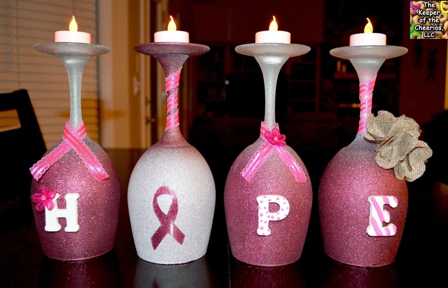 Breast Cancer Awareness Wine Glasses/ by TheKeeperofCheerios