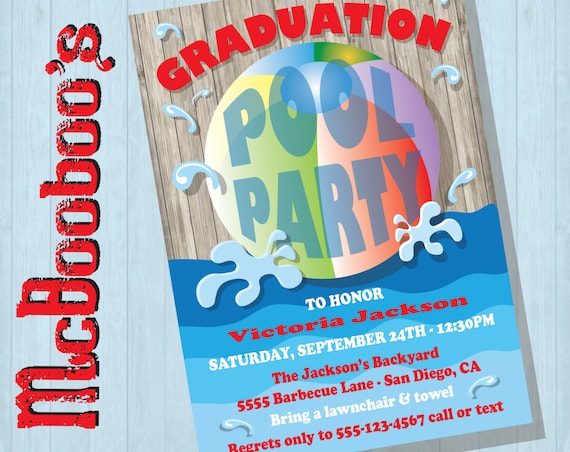 Graduation Pool Party Invitations 1