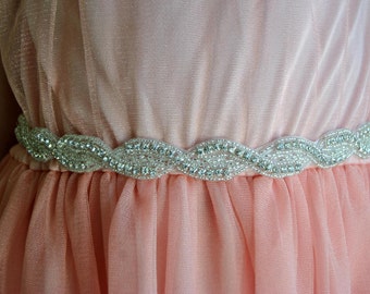 Flower girl Rhinestone Sash, Wedding dress Bridal Sash, Flower Girl baby Wedding Rhinestone Bridal Bridesmaid Sash Belt, Wedding dress sash