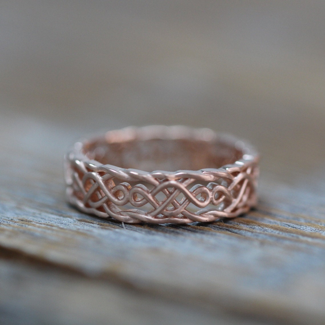 Celtic Wedding Band 14k Rose Gold Infinity Knot Wedding Ring