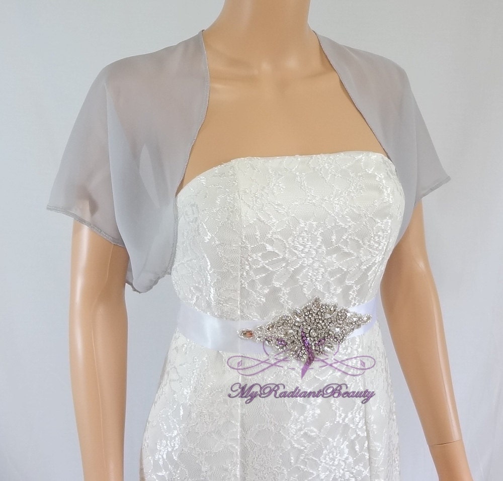Grey Chiffon Jacket Bridal Bolero Wedding Bolero Jacket