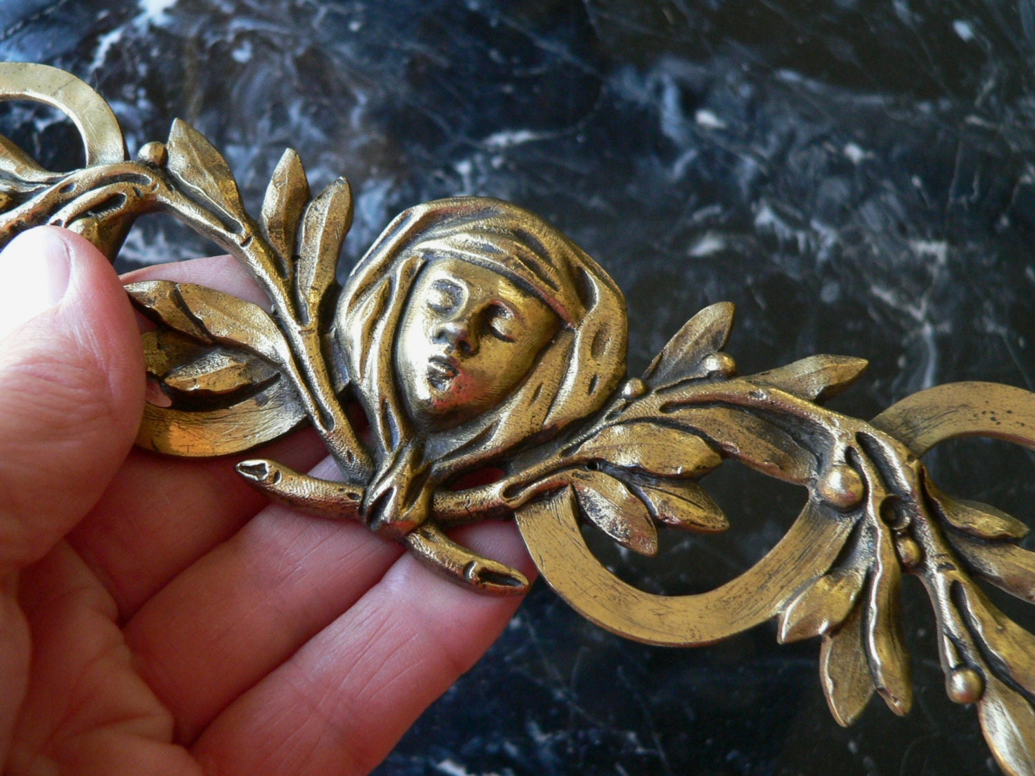 Antique French gilt bronze embellishment furniture trim hardware