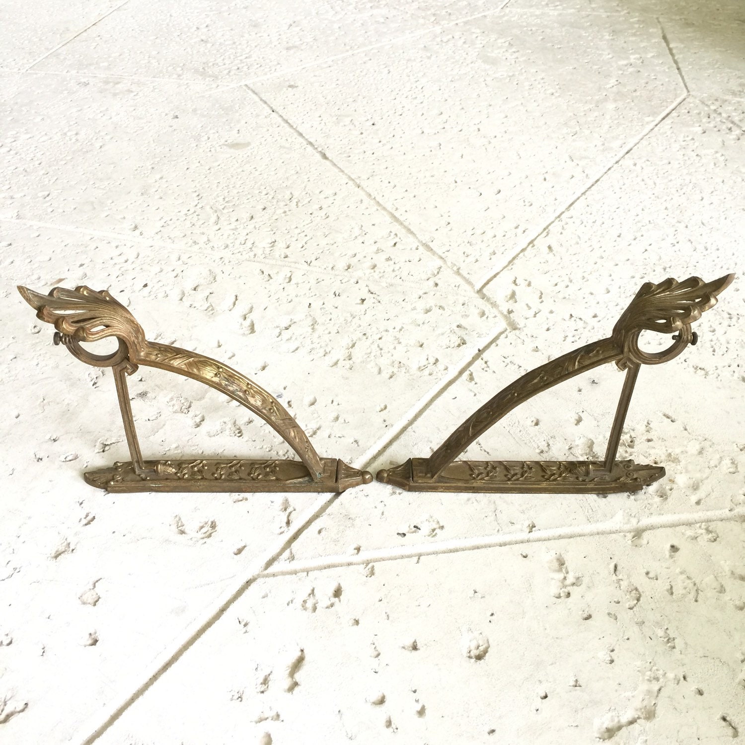 Antique French Brass Shelf Bracket Set