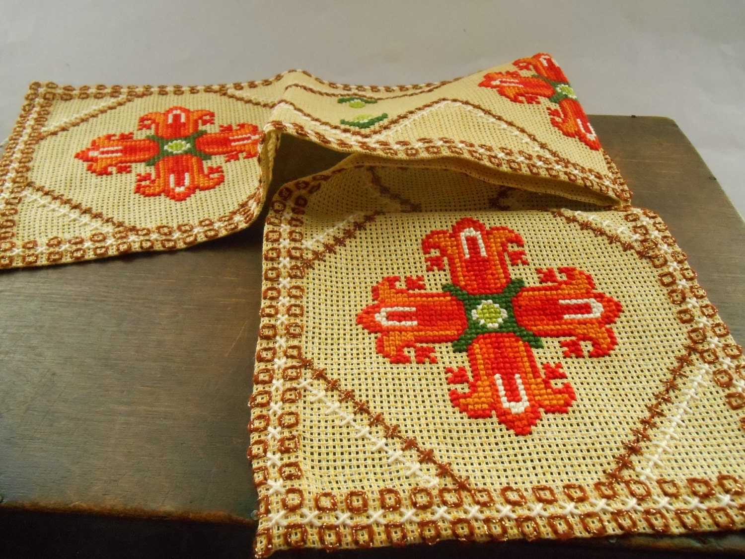 Vintage Swedish table runner Floral runner by TextilesVintage