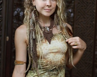 EARTHEART Women's singlet top, Tribal top visionary art top, hippy boho top, festival top, metatrons cube, sacred geometry, fractal, earthy