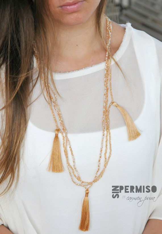 Crystal long tassel necklacebridesmaid giftsparkling tassel