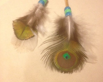 Eye of Peacok hair feather