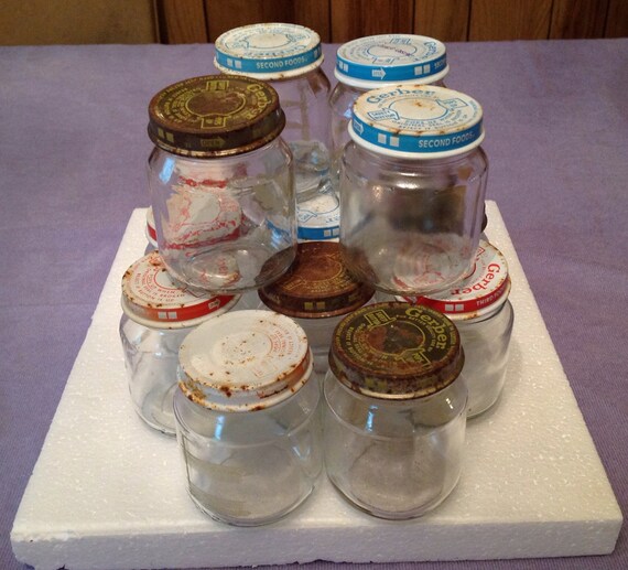 Vintage Baby Food Jars Upcycle Reuse Lot of 15 Made in the