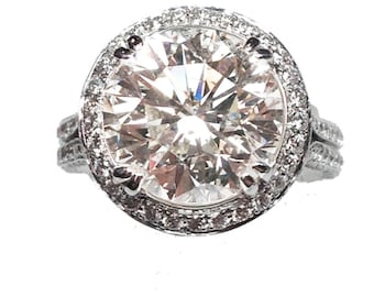 ... Certified 5.72 Ct Round K SI1 Diamond Engagement Ring Bridal 18k WG