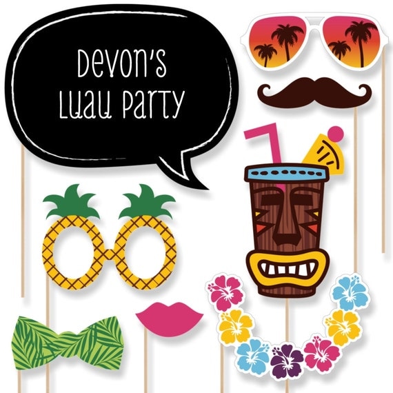 20 Luau Photo Booth Props Luau Photobooth by BigDotOfHappiness