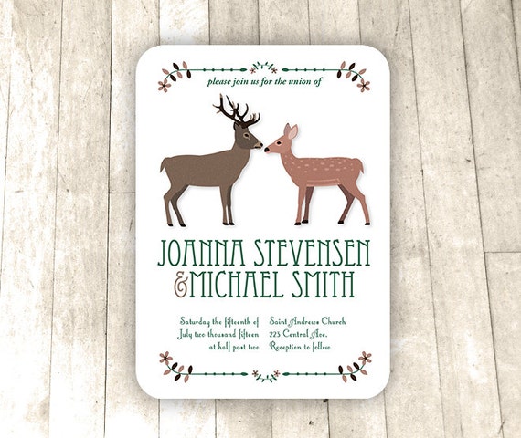 Stag And Doe Woodlawn Wedding Invitation Custom By Vizualstorm