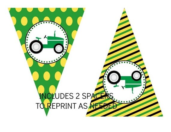 INSTANT DOWNLOAD TRACTOR Theme Printable Banner Tractor