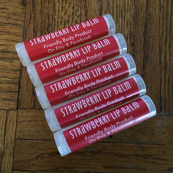 Lip Balms Strawberry Beeswax Lip Balm Soy by FriendlyBodyProduct