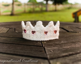 Soft White Crochet Baby Crown, Newborn Photo Prop, Baby Crown for Boy, Baby Crown for Girl, Newborn Crown, Newborn Tiara