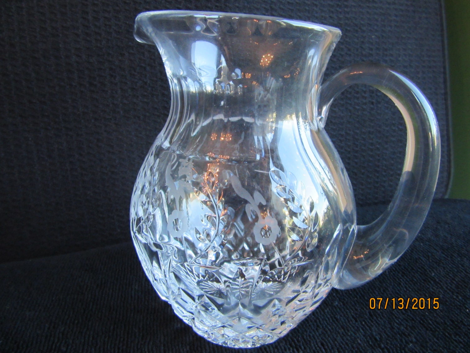 Heavy Crystal Pitcher Vintage Rogaska Gallia Pattern