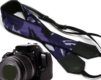 Camouflage Camera Strap. Military theme. Blue DSLR / SLR Camera Strap. Gift ideas by InTePro
