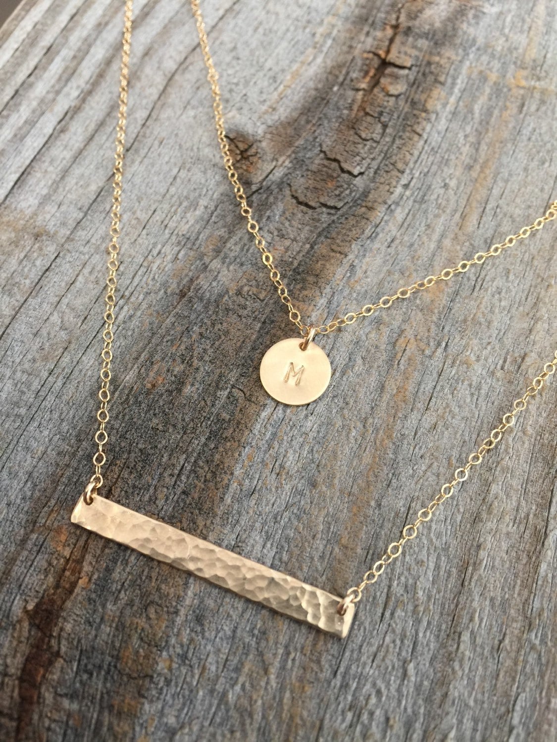 Gold Double Strand Initial Necklace / Gold or Silver by JewelryVV