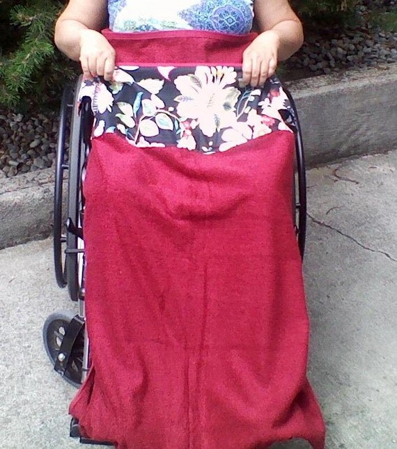 Wheelchair Blanket Power Chair Lap Blanket.Handmade Dark Red