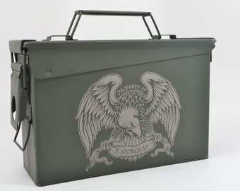 Personalized Ammo Box-American Eagle-Precison Engraved & 100% USA Made to Mil Spec.-NEW! Now w/Foam Insert and Locking Options!