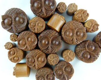 Owl Plugs - Ear Stretchers - Gauge Earrings - Stretch your ears - Owl ear stretch - Stylish plugs (8mm - 30mm) - PA11