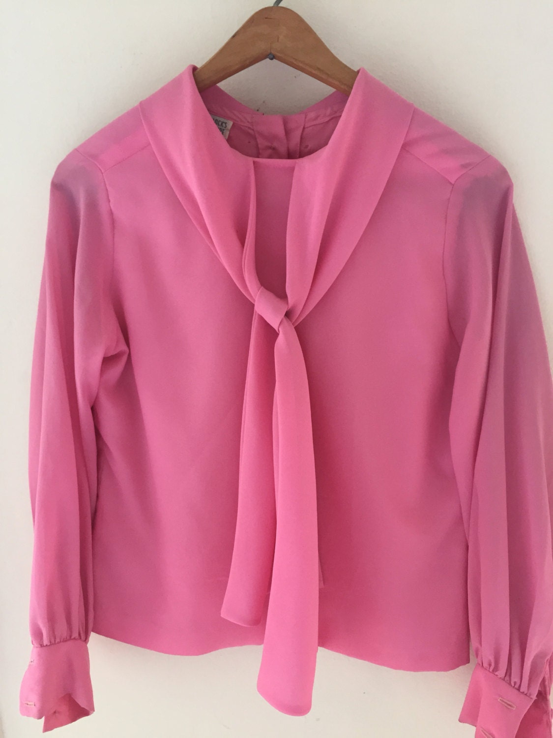 BRIGHT PINK Sheer Secretary Blouse Gregory for Bullock's